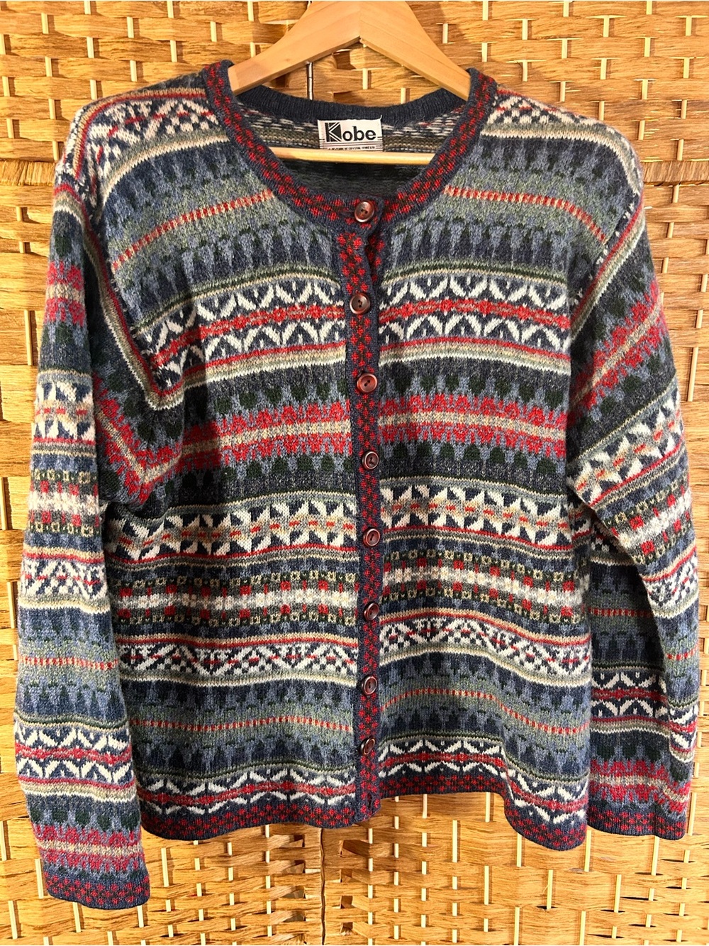 Kobe 100% Shetland Wool Nordic Fair Isle Cardigan Sweater 1X